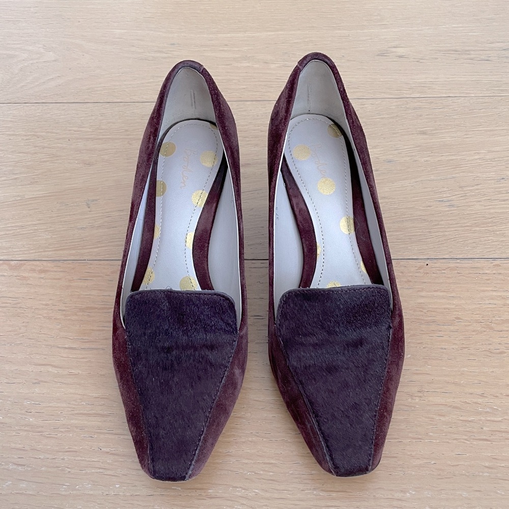 Boden shoes | Women’s calf hair leather pumps in burgundy | Size 7.5